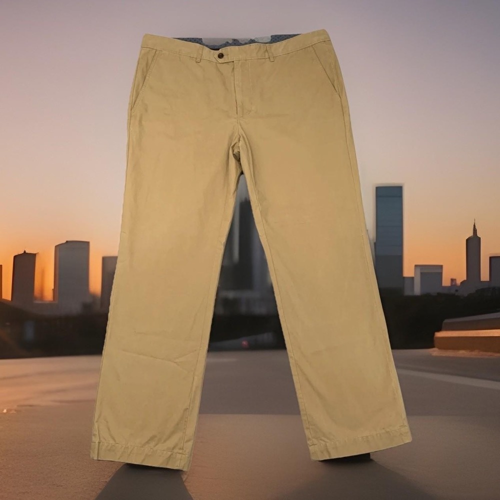 Daniel Cremieux Signature Collection Tan Flat Front Pant Size 38X30 Cotton Chino
